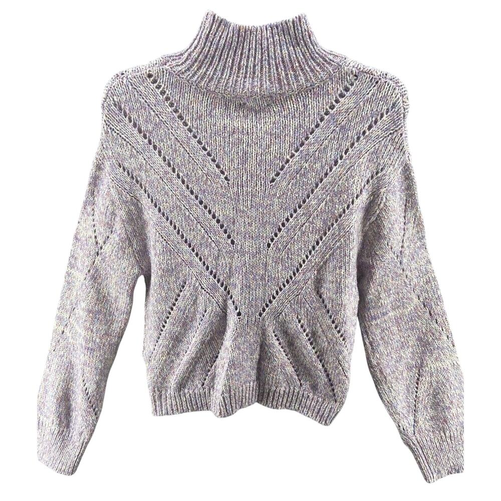 Line The Label Sweater Womens Medium Purple Mock Neck Long Sleeve‎ NWT
